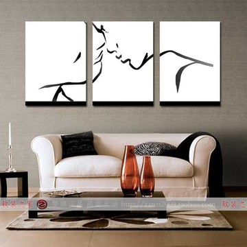 现代无框装饰画三联幅客厅卧室简约爱之吻 沙发背景墙壁画