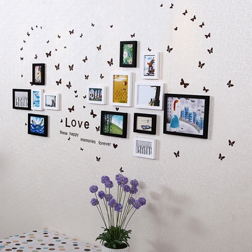 客厅卧室相框创意14框组合照片墙 家装装饰相框墙带贴纸 可定制