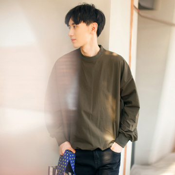 2016秋季新品时尚潮韩版宽松设计青年男士纯色圆领卫衣