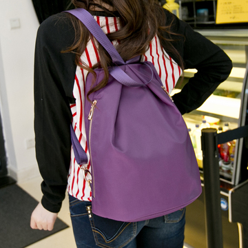 包包2016女士韩版帆布双肩包牛津布简约休闲防水百搭尼龙旅行背包