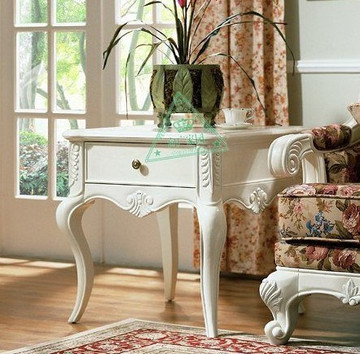 热销欧式家具 白色实木雕刻边几 时尚角几简约 电话几 边桌XW1
