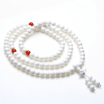 纯天然正品白砗磲+红玛瑙108颗佛珠念珠手链 贝壳饰品