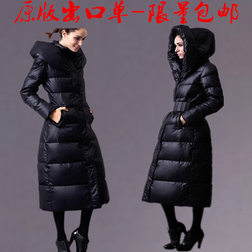 原版出口2015冬季新款超长款羽绒服女过膝修身显瘦加长大码羽绒服
