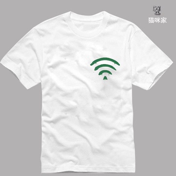 WIFI图T  韩国学院风时尚百搭无线网图案印花休闲直筒短袖T恤女