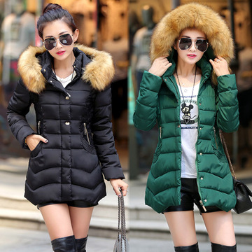 2015冬季新款女式韩版中长款修身时尚女款羽绒棉衣棉服外套女装潮