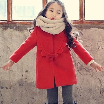 韩国童装2015冬季新款女童加厚呢子外套大衣儿童夹棉韩版儿童外套