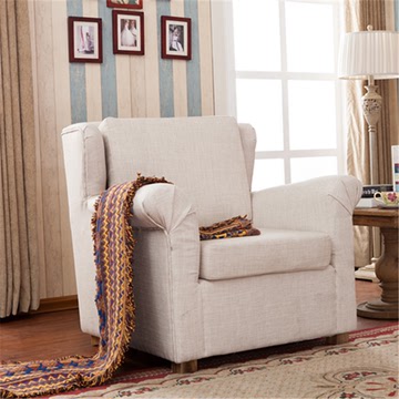 欧式复古沙发美式亚麻小户型商铺客厅美式乡村布艺单人双人沙发
