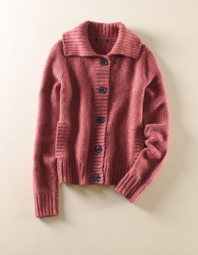 7折美国 羊毛棉混纺 复古杂粗线短款针织衫女外套/长袖羊毛衫