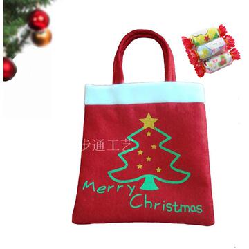 圣诞红色手提袋 圣诞树图案礼物袋 圣诞节庆装饰用品30X21cm