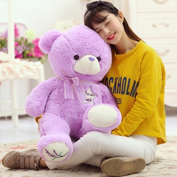 新款紫色薰衣草小熊泰迪熊公仔抱抱熊大号毛绒玩具生日礼物送女生
