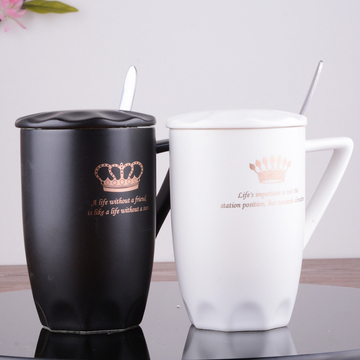 创意皇宫陶瓷杯情侣杯子对杯创意水杯简约咖啡杯马克杯茶杯带盖勺