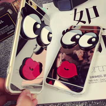 大眼红唇iPhone6s手机壳镜面透明苹果6s plus保护壳包边iPhone6套