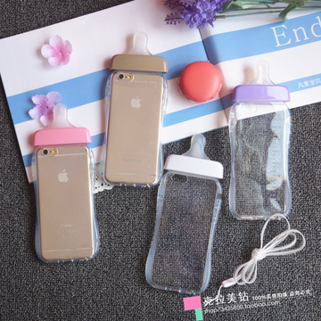 苹果6奶瓶手机壳iPhone6plus全包透明防摔保护套6s日韩卡通保护壳