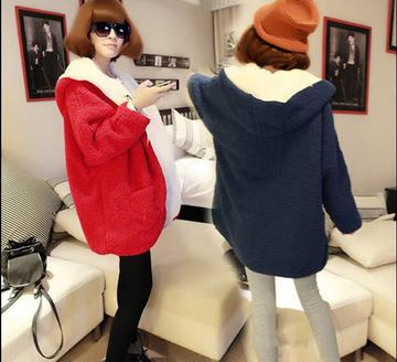 秋冬季韩版加厚中长款羊羔毛绒学生女装外套开衫加绒外衣女式卫衣