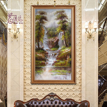 欧式古典风景油画纯手绘客厅玄关装饰画山水画挂画酒店别墅大幅画