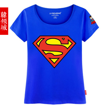 韩倾城超人短袖T恤 2015韩版潮流印花女装夏季新款圆领T恤
