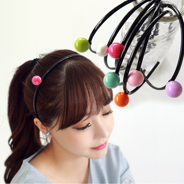 韩国新品首发可爱果冻球球细边发箍 糖果色圆球珠珠头箍发饰头饰