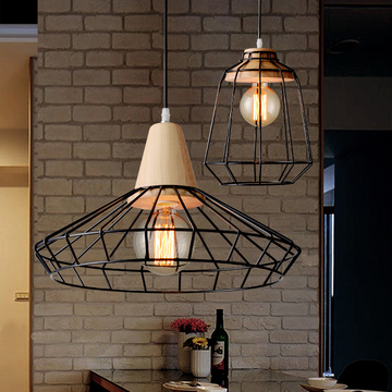 北欧创意个性铁艺吊灯卧室客厅咖啡厅餐厅吧台灯复古网状吊灯