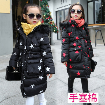 2015新韩版儿童上衣女童棉袄冬款中大儿童五角星棉衣童装