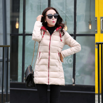 2015秋冬新品韩版中长款女士带帽棉衣修身显瘦时尚百搭双口袋