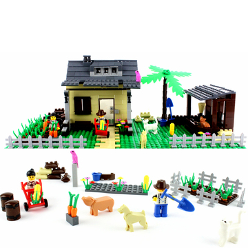 开心农场益智儿童女男童玩具万格积木拼插拼装塑料模型场景情景