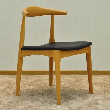 古典实木餐椅 办公椅茶几椅 凳子 家居真皮软包坐垫靠背牛角椅子