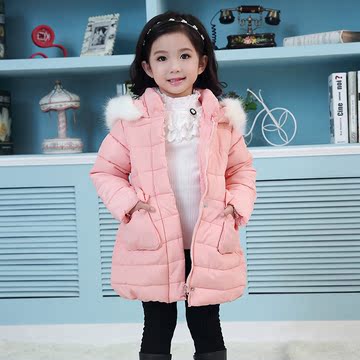 童装女童棉衣中长款2015秋冬新款中大童女孩韩版冬装连帽外套保暖