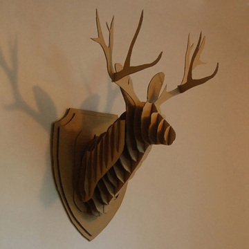 DIY手工立体雕刻图纸3D模型欧式鹿头壁挂饰动物头墙饰壁饰工艺品
