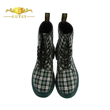 香港GUTSY帆布情侣靴1460英伦绿白色细格8孔正品短靴女靴马丁靴