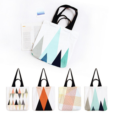 韩版印花帆布包创意文艺单肩包简约手提布包 北欧几何图形