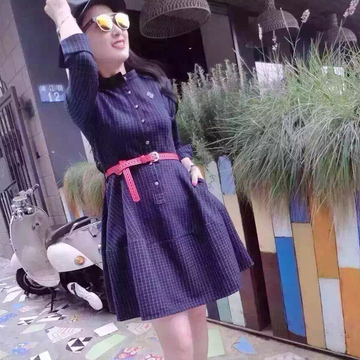 2015秋装新款时尚修身连衣裙韩版气质格子女式春依惠人1510连衣裙
