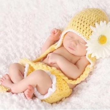 宝宝拍照道具儿童摄影婴儿写真服装百天满月拍照手工毛线菊花衣服