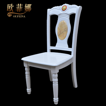 实木餐椅 韩式白色田园餐椅 简约实木椅子 欧式餐椅