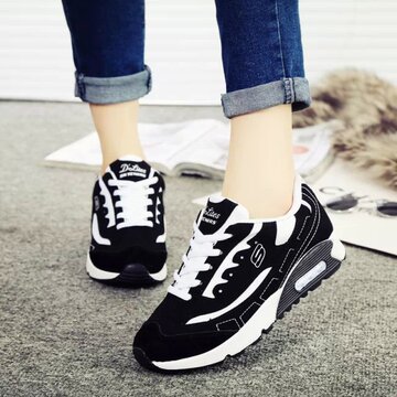 2015春季新款韩版女鞋潮N字鞋学生阿甘鞋平底黑白透气皮质运动鞋