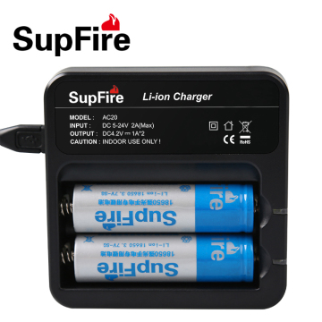神火 SupFire 18650锂电池充电器4.2V 强光手电智能双槽充防反接