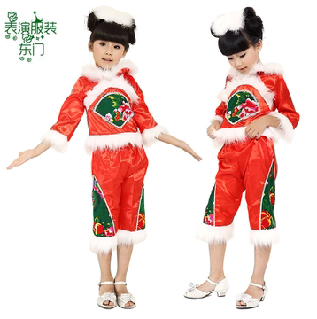 新款元旦儿童演出服中国结表演服幼儿民族秧歌服圣诞节服装女童
