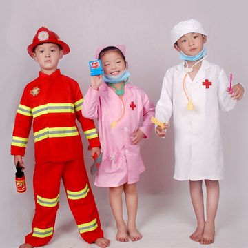 2015新款儿童消防员制服套装医生白大褂演出服护士服表演服装