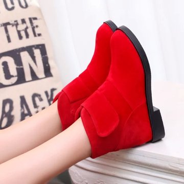 2015新款韩版潮魔术贴平跟方跟短筒单鞋女靴雪地靴马丁靴女鞋单靴