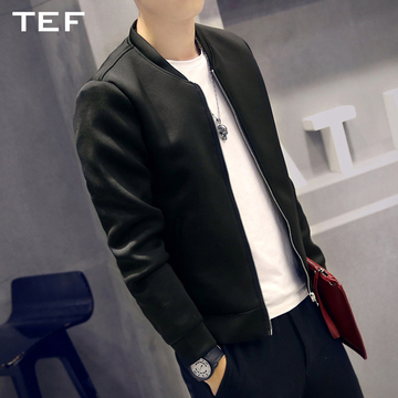韩版修身男士立领夹克衫外套太空棉短款时尚潮青年休闲加大码秋装