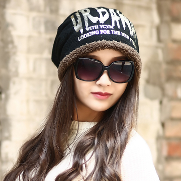帽子女冬天潮韩国堆堆帽月子帽厚毛线帽针织帽套头帽男女包头帽潮