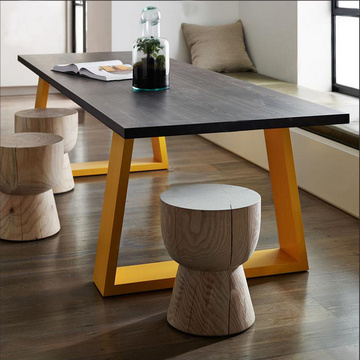 美式实木餐桌长方形会议桌办公桌长条桌复古铁艺电脑桌长木桌现代