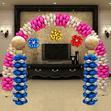 四轮铝膜气球柱气球拱门结婚庆装饰布置派对生日四叶草铝箔气球
