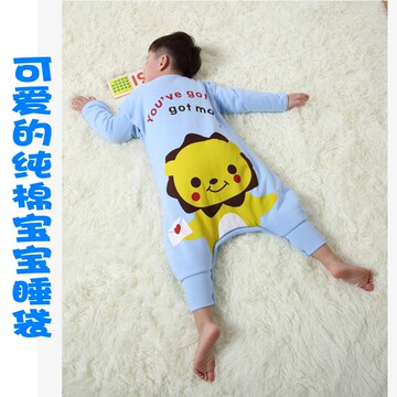 儿童睡袋 婴幼儿爬行服 宝宝睡衣连体衣冬季纯棉加厚睡袋卡通睡袍