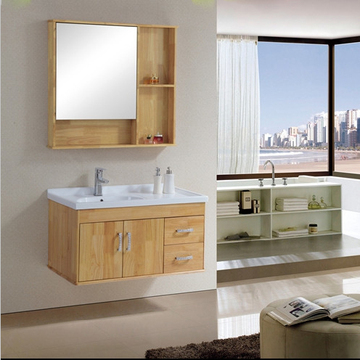 简约现代橡木浴室柜组合 欧式实木卫浴柜 洗脸盆洗手台洗漱台柜