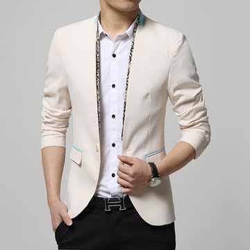 15春季新款时尚男装小西装男士外套西服韩版修身版单薄款休闲潮流