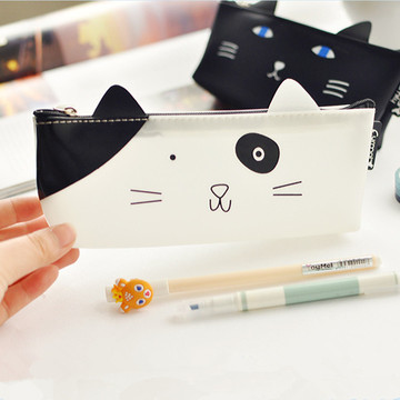 韩国创意可爱小清新猫咪硅胶笔袋简约男女学生大容量文具盒铅笔袋