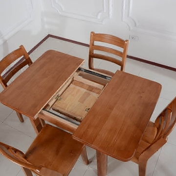 现代中式伸缩餐桌椅 庭院餐台餐桌+餐椅橡木折叠组合家具一桌四椅