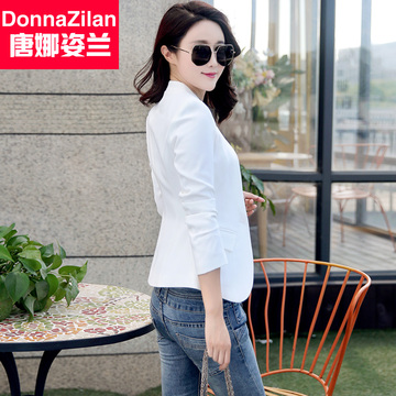2016秋装新款韩版女士修身长袖白色小西装女短外套西服上衣女装秋