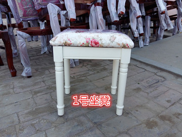 韩式田园欧式现代简约布艺 白色实木梳妆凳美甲化妆凳小凳子