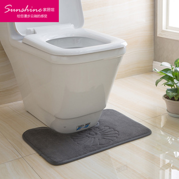【天天特价】简洁耐脏卫生间PVC防滑地垫 厕所超吸水U型马桶脚垫